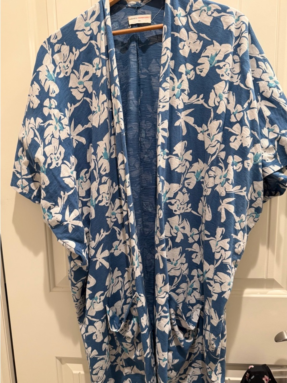 Blue floral cover up with pockets